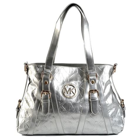 michael kors weiße handtasche|michael kors silver satchel handbag.